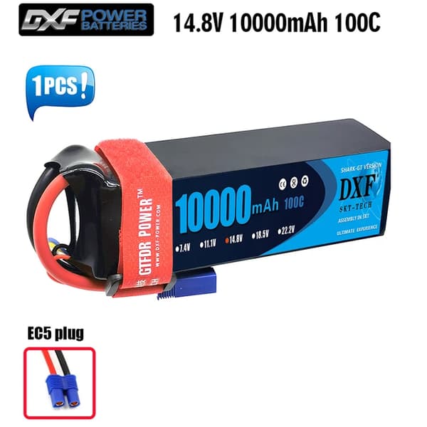 Lipo-akku RC-autoon, 148V 10000mAh kapasiteetti, yhteensopiva eri jännitteiden kanssa., 1PCS4S10000100CEC5