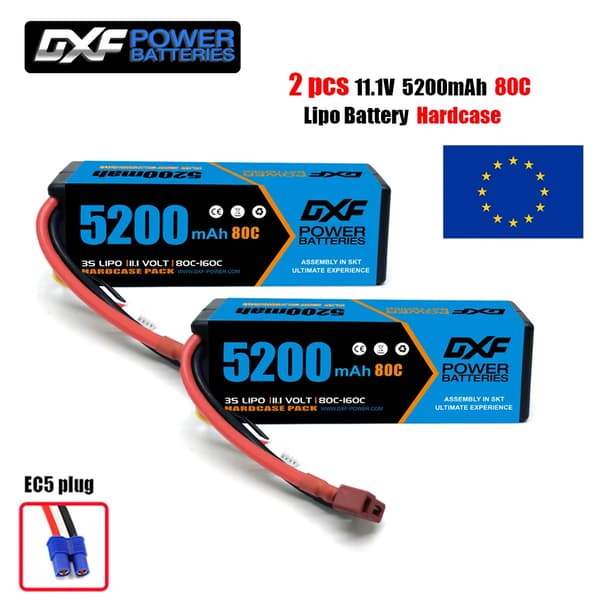 Lipo Batteri, Høj Kapacitet, Høj Afladningshastighed, 2PCS3S520080CEC5