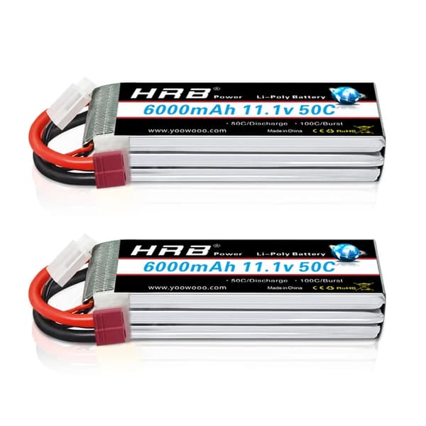 Lipo-akku, suuri kapasiteetti, useita jännitevaihtoehtoja, 3S 6000mAh T-2PC