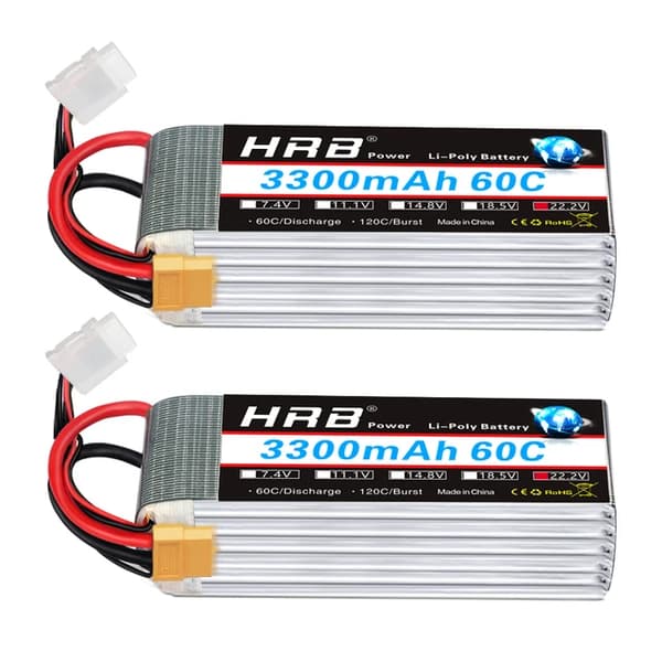 Lipo-akku, suuri kapasiteetti, useita jännitevaihtoehtoja, 6S 3300mAh XT60-2PC