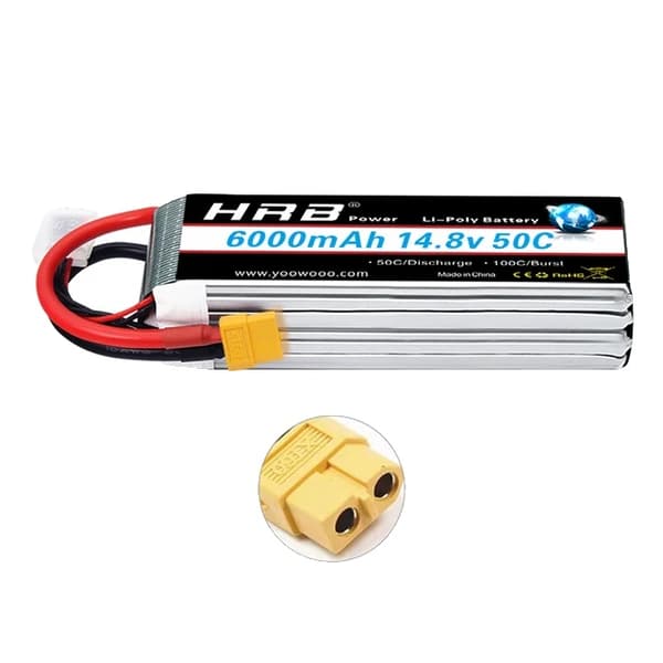 RC Lipo -akku, erilaisia jännitevaihtoehtoja, suuri kapasiteettialue, 4S 6000mAh 50C XT60