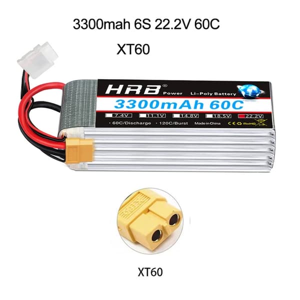 RC Lipo-batteri, olika spänningsalternativ, hög kapacitetsomfång, 6S 3300mah 60C X60