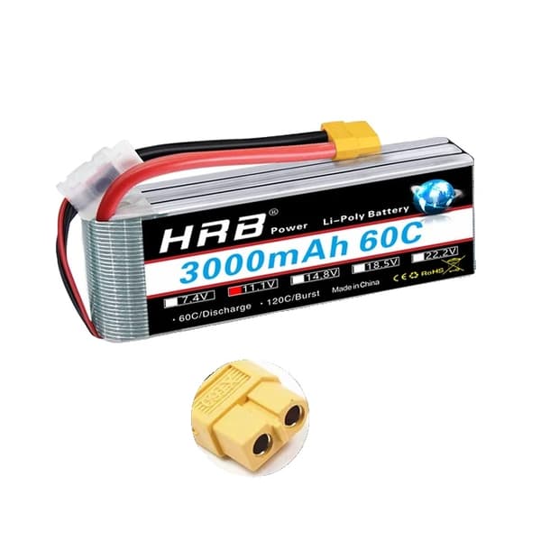 RC Lipo Batteri, Forskellige Spændingsmuligheder, Høj Kapacitetsområde, 3S 3000mah 60C XT60