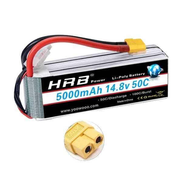 RC Lipo -akku, erilaisia jännitevaihtoehtoja, suuri kapasiteettialue, 4S 5000mah 50C XT60