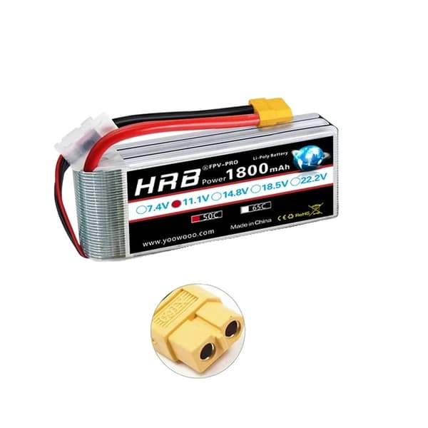 RC Lipo-batteri, olika spänningsalternativ, hög kapacitetsomfång, 3S 1800mah 50C XT60