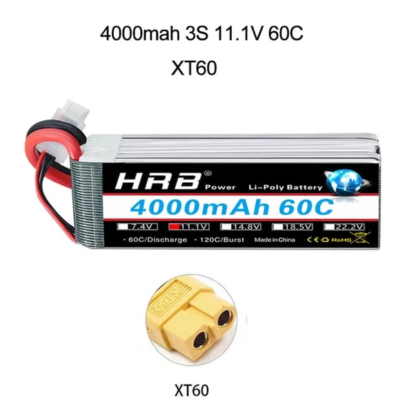 RC Lipo Batteri, Forskellige Spændingsmuligheder, Høj Kapacitetsområde, 3S 4000mah 60C XT60
