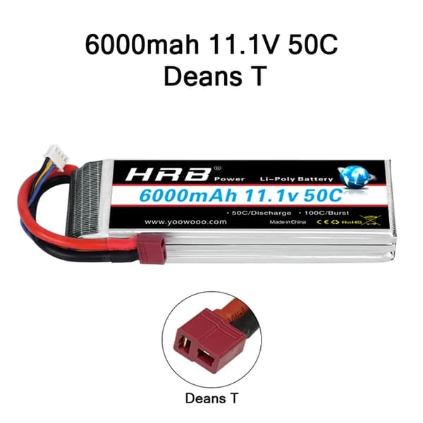 RC Lipo Batteri, Forskellige Spændingsmuligheder, Høj Kapacitetsområde, 3S 6000mah 50C T