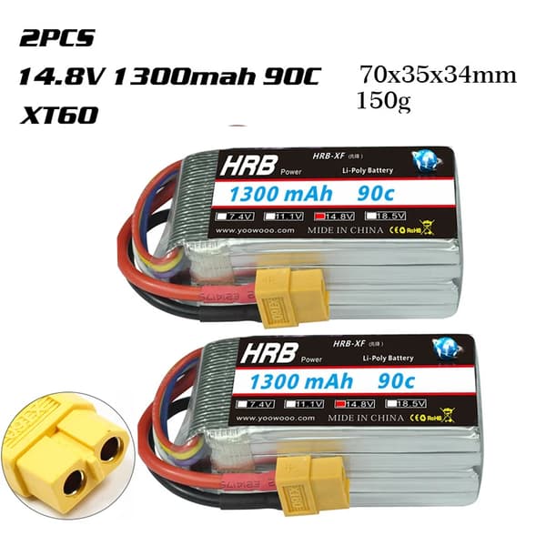 Lipo Batteri, Høj Kapacitet, XT60 Deans Stik, 3S 1300mah 90c 2PC