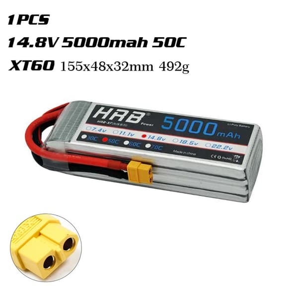 Lipo Batteri, Høj Kapacitet, XT60 Deans Stik, 4s 5000mah 50C XT60