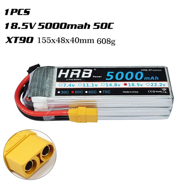 Lipo Batteri, Høj Kapacitet, XT60 Deans Stik, 5s 5000mah 50C XT90