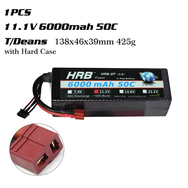 Lipo Batteri, Høj Kapacitet, XT60 Deans Stik, 3s 6000mah 50C T-H