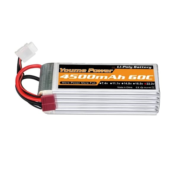 Lipo-akku, suuri kapasiteetti, useita kokoja, 6S 4500mAh 60C T