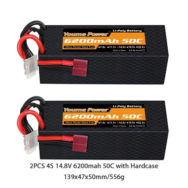 Lipo-akku, suuri kapasiteetti, useita kokoja, 4S 6200mAh 50C T H