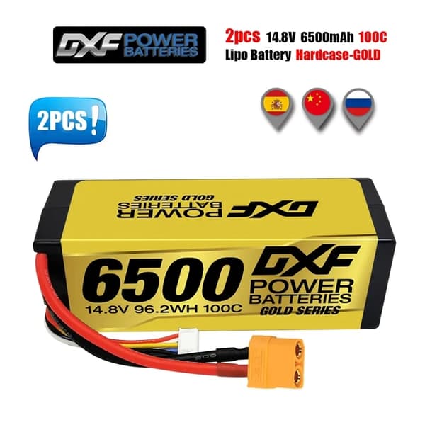 Lipo batteri til RC bil, høj kapacitet, flere spændingsmuligheder, 2PCS4S6500100CXT90
