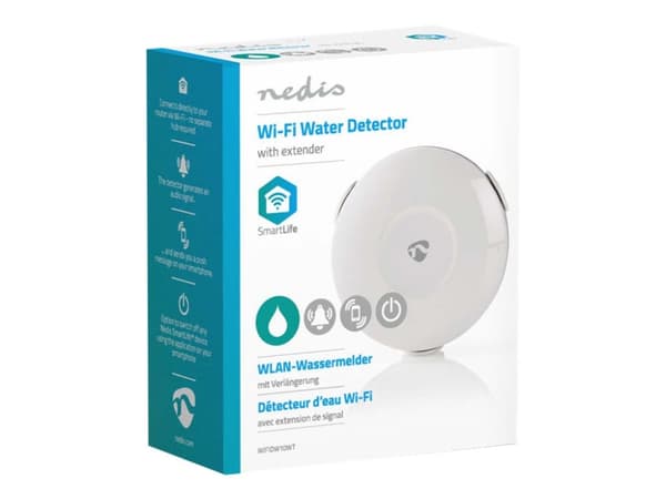 Nedis WiFi Smart Water Leak Detector - Vattenläckagesensor - trådlös - Wi-Fi - 2400 - 2483.5 Mhz - vit