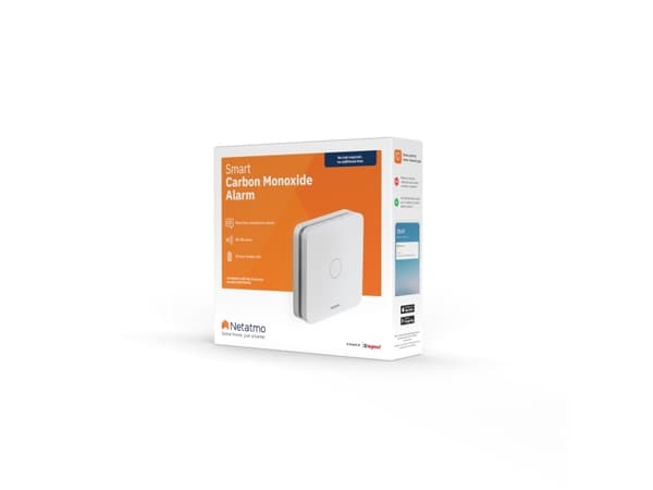 Netatmo CO Detector, Hiilimonoksidimittari, Valkoinen, Pintakiinnitys, Muovi, Saksa, Hollanti, Englanti, Espanja, Ranska, Italia, Homekit