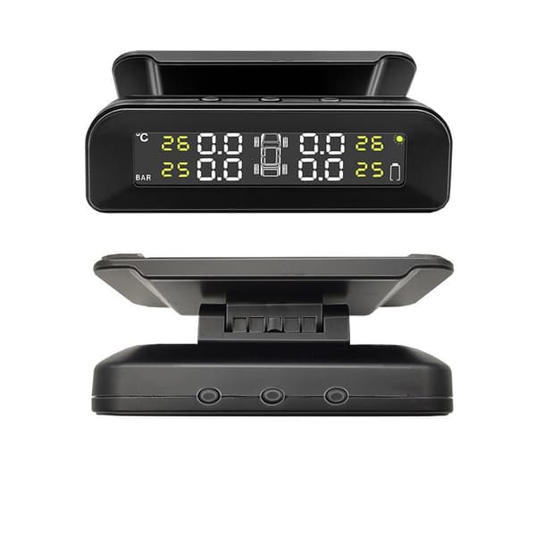 TPMS solcellsdriven bildäckstryck automatisk larmvakt med 4 inbyggda sensorer, LCD-display, bred kompatibilitet, enkel installation