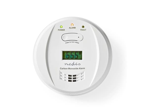 Nedis DTCTCO40WT, Karbonmonoksid (CO), Hjem, Trådløs, 85 dB, Akrylonitril-butadien-styren (ABS), Flate-montert
