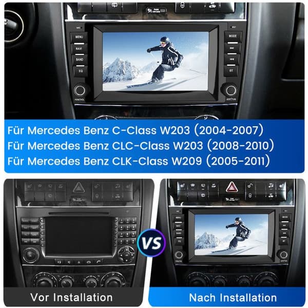 AWESAFE 7'' 4G Android 13 4GB+64GB bilradio för Mercedes-Benz C-Klass CLC-Klass W203 (2008-2010) CLK-Klass W209 (2005-2011)
