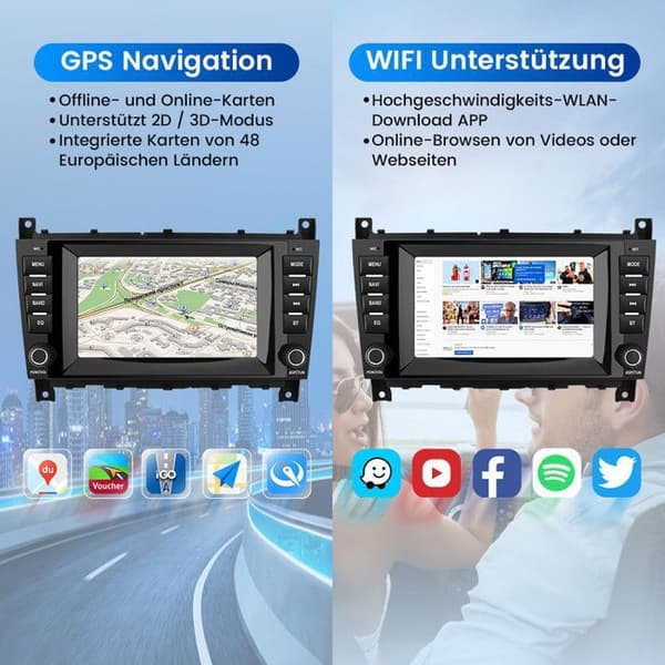 AWESAFE 8'' 4G Android 13 4GB+64GB bilradio för Mercedes-Benz C-Klass CLC-Klass W203 (2008-2010) CLK-Klass W209 (2005-2011)