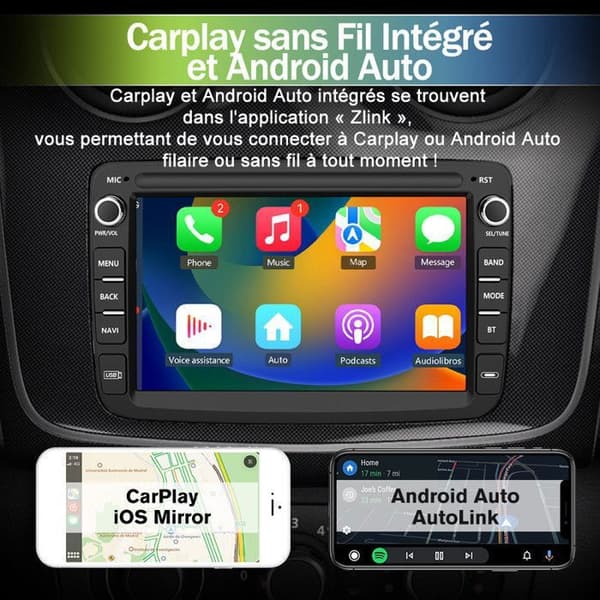 AWESAFE Android 13 2GB+64GB bilradio för Renault Dacia Duster Sandero Captur Lodgy Symbol Logan 7"-skärm Carplay Android Auto