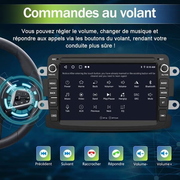 AWESAFE Android 13 2GB+64GB bilradio för Renault Dacia Duster Sandero Captur Lodgy Symbol Logan 7"-skärm Carplay Android Auto