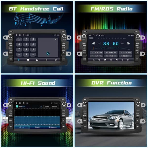 AWESAFE Android 13 2GB+64GB bilradio för Renault Dacia Duster Sandero Captur Lodgy Symbol Logan 7"-skärm Carplay Android Auto