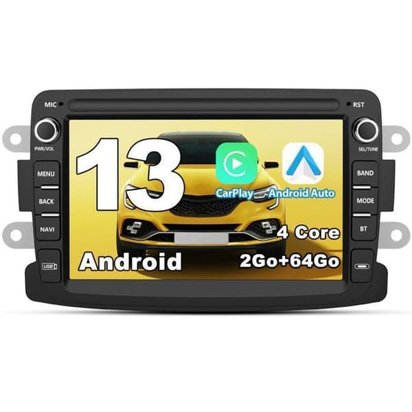 AWESAFE Android 13 2GB+64GB bilradio för Renault Dacia Duster Sandero Captur Lodgy Symbol Logan 7"-skärm Carplay Android Auto