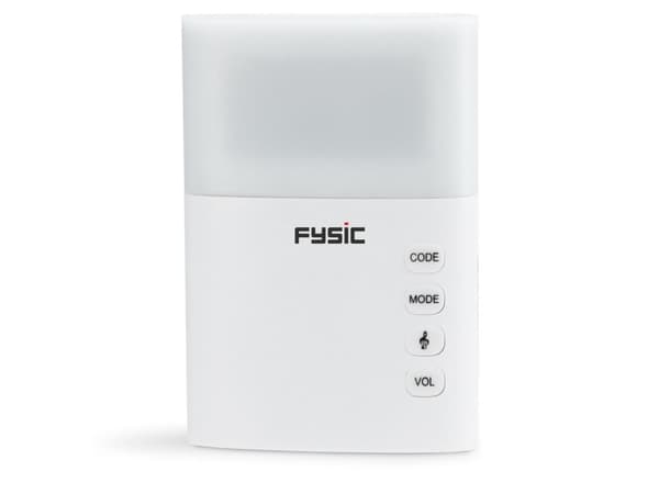 Fysic FD-110, Vit, 85 dB, IP44, Plast, Trådlös, AC, Batteri