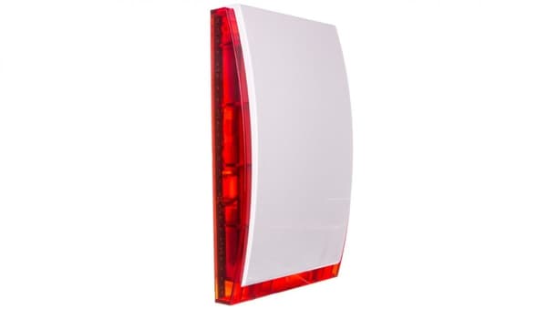 Optisk och akustisk signalanordning, utomhus, röd LED-lampa, med batteri och metallkåpa SP-4006 R