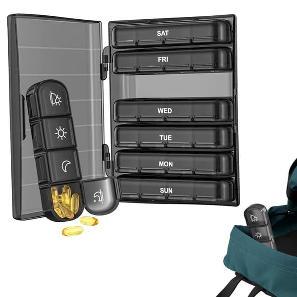7-dagars Bärbar 28 Fack Daglig Pill Box Medicin Organizer
