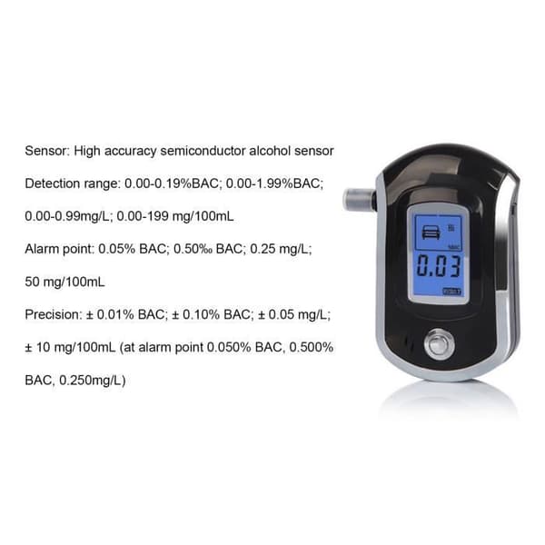 Mxzzand Portable Alcohol Breathalyzer Tester, High Precision LCD-skärm, automatisk avstängning, hushållsapparat
