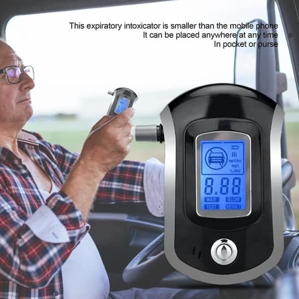 Alkotest av alkohol, Professionell högprecisions alkoholtestare med LCD-skärm och 5 munstycken, Personlig alkotest.
