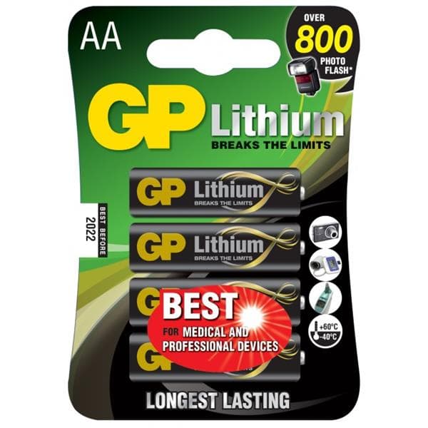 GP AA, 15LF-2U4 1,5V Lithium, 4-P
