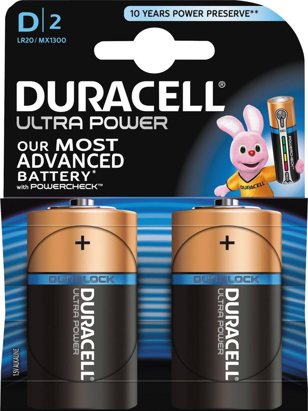 Duracell Ultra Power D Batteries, 2pk