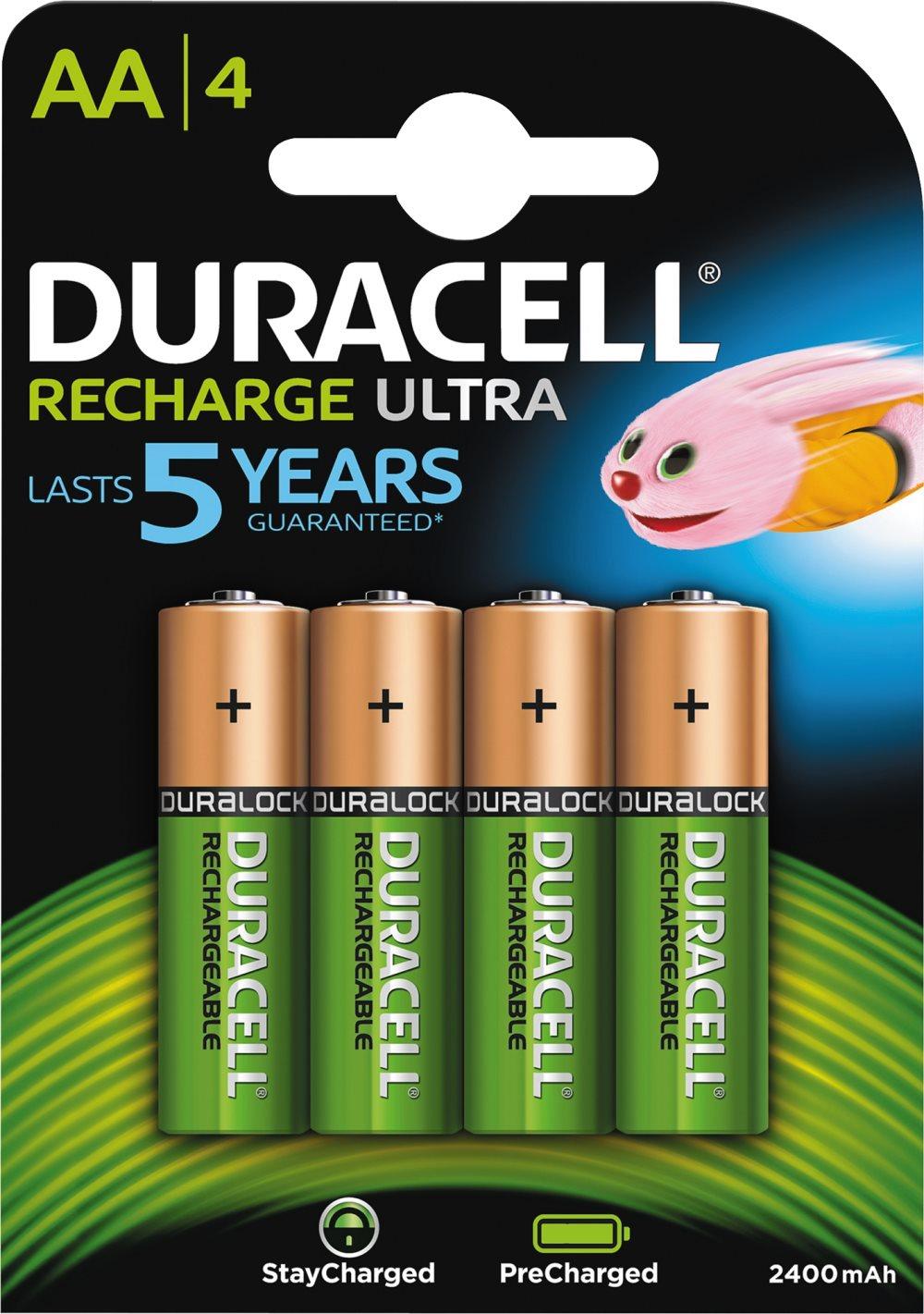 Duracell Recharge Ultra AA 2400mAh, 4pk - Precharged