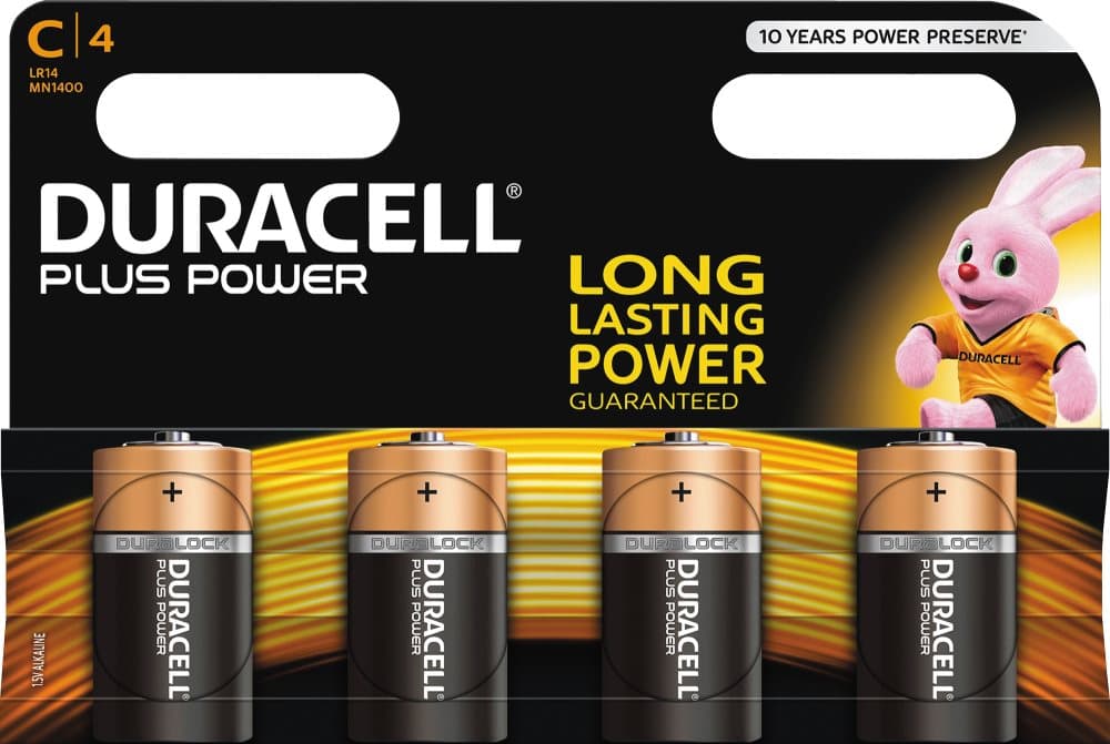 Duracell Plus Power C Alkaline Batteries, 4pk