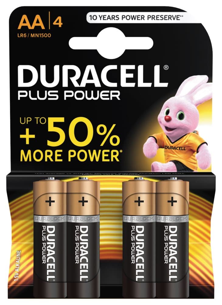 Duracell Plus Power AA Batteries, 4pk