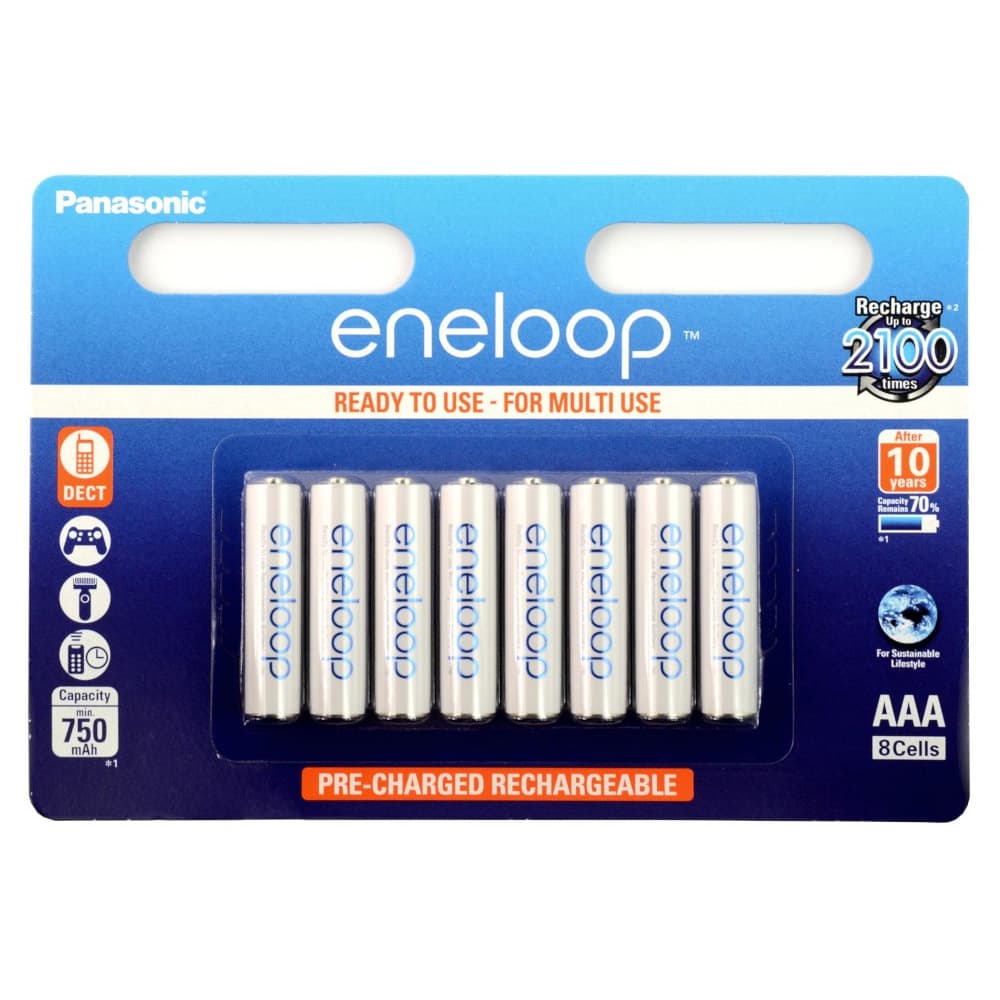 Panasonic Eneloop BK-4MCCE Oppladbare AAA--Batteri 8-pk