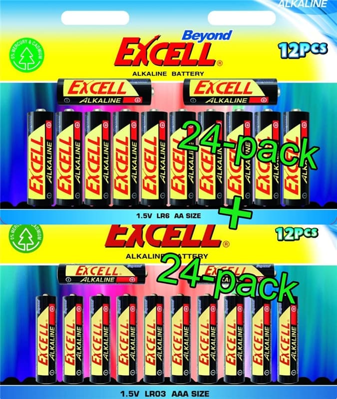 Batteripaket med Beyond Excell AA (LR6) och AAA (LR03), alkaline
