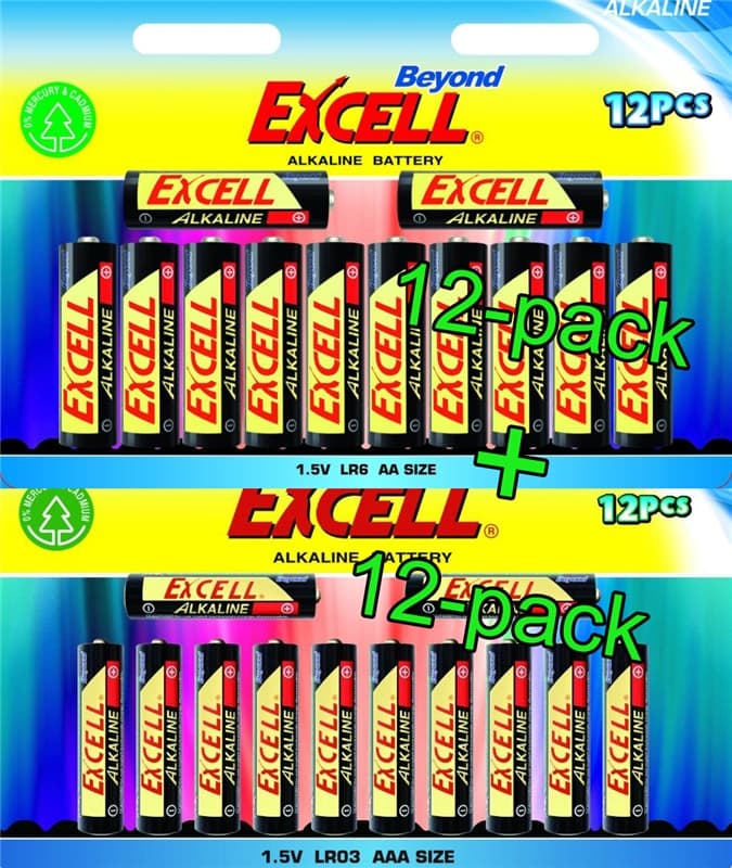 Batteripaket Beyond Excell AA (LR6) och AAA (LR03), alkaline