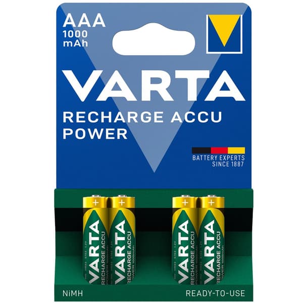 Oppladbart batteri AAA 1000 mAh 4-pakning