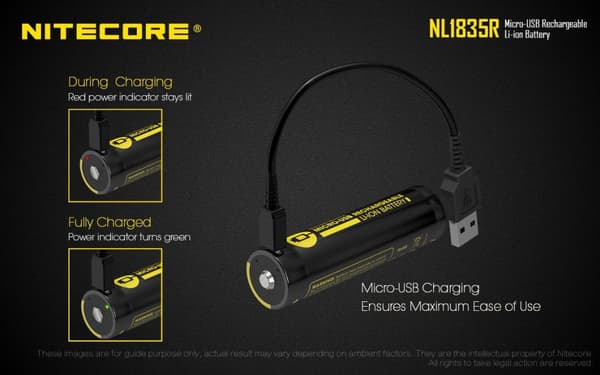 NL1835R - NITECORE Li-io 18650 3500mAh with USB