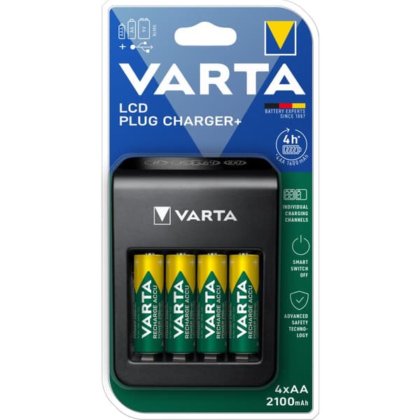 Varta LCD Plug Carger + AA / AAA / 9V + USB inkl. 4xAA