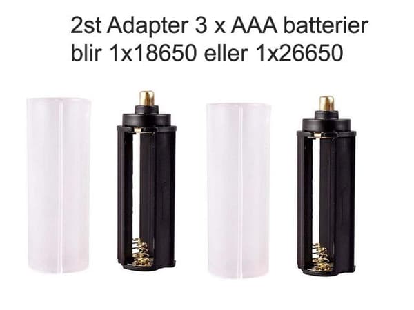 2st batteri adapter 3xAAA blir 1x18650 eller 1x26650