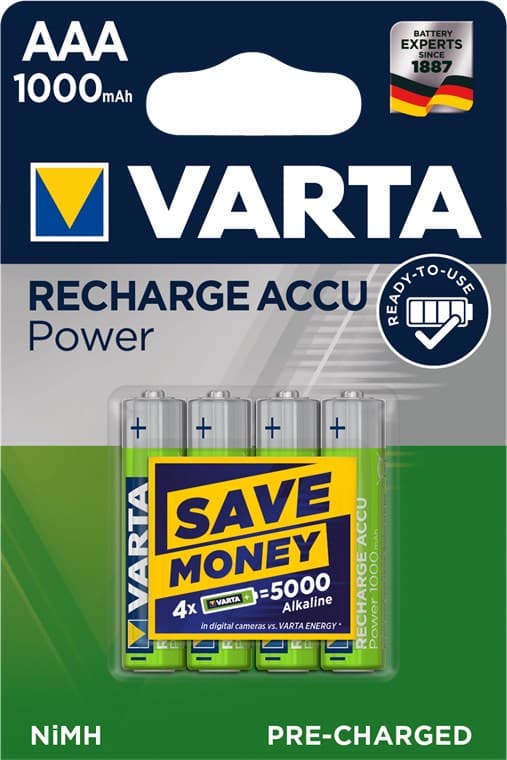 AAA (Micro)/HR03 (5703) genopladeligt batteri - 1000 mAh, 4 stk. i blister