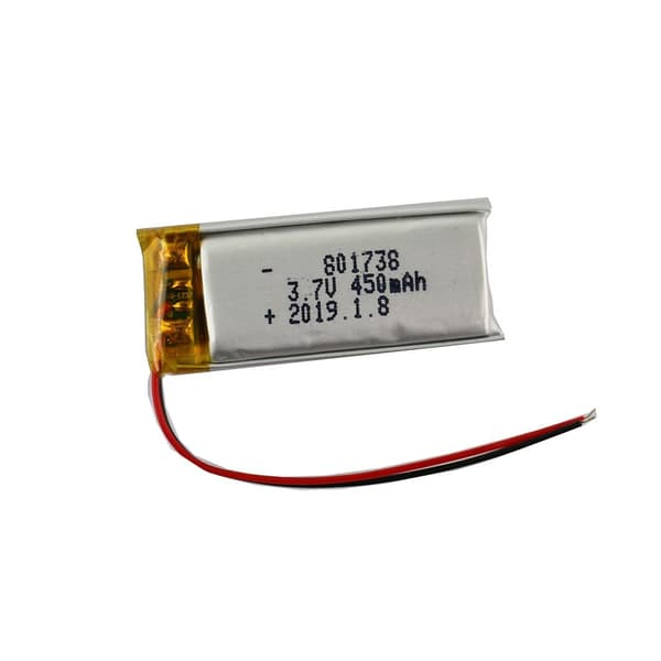 1 stk genopladeligt Lipo-batteri 801738 (3.v 450mAh Lipo) til Bluetooth-øretelefon, Smart Watch, POS - Batterier til generelle formål Batteri