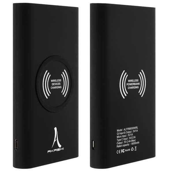 AKASHI Powerbank Akashi - För smartphone, mobiltelefontillbehör, USB-enhet, iPhone - 8000 mAh - 5 V DC-ingång