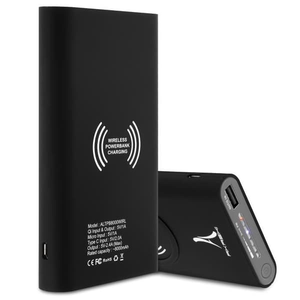 AKASHI Powerbank Akashi - För smartphone, mobiltelefontillbehör, USB-enhet, iPhone - 8000 mAh - 5 V DC-ingång Svart
