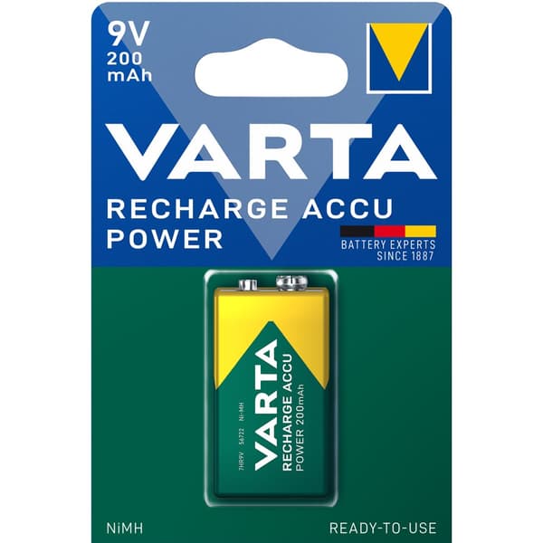 Oppladbart batteri 9V 200 mAh 1-pakning